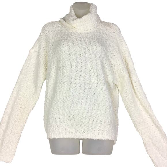 Bobeau Sweater Women's Size Large Off White Popcorn Kit Cowl Neck Long-Sleeve - Picture 3 of 16